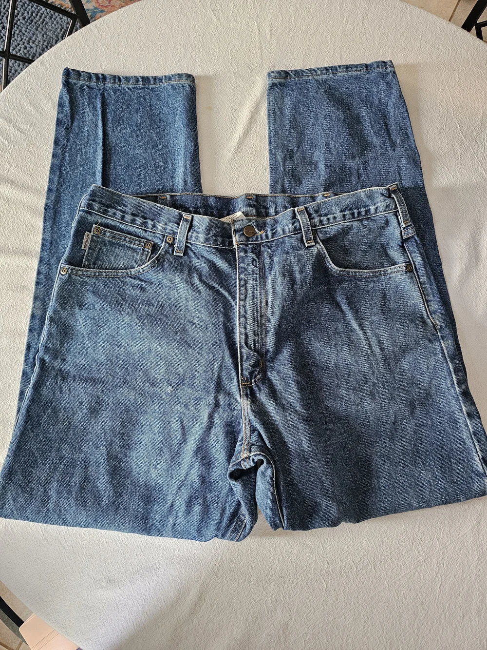 Carhartt B17 DST Distressed Jeans 38x32 Thrashed Faded Blue Skater Grunge 2010